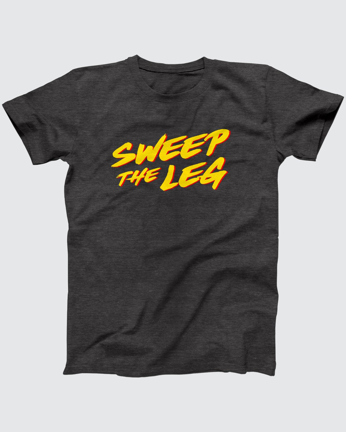 Sweep the Leg T-Shirt, flat lay on grey