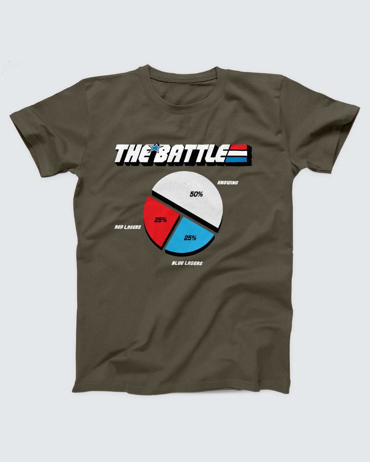 The Battle T-Shirt, flat lay on grey