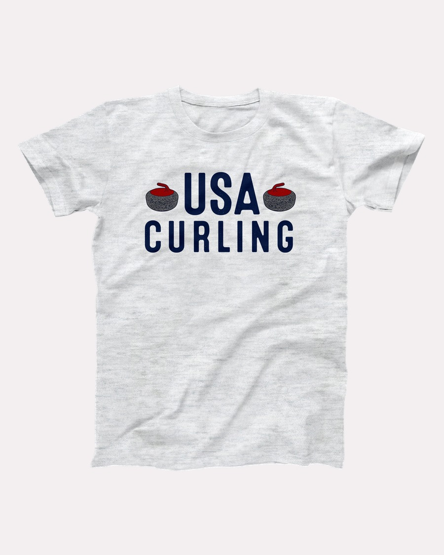 USA Curling T-Shirt - Ash