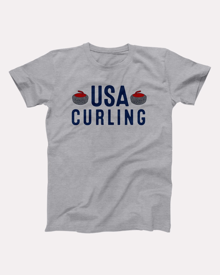 USA Curling T-Shirt - Athletic Heather