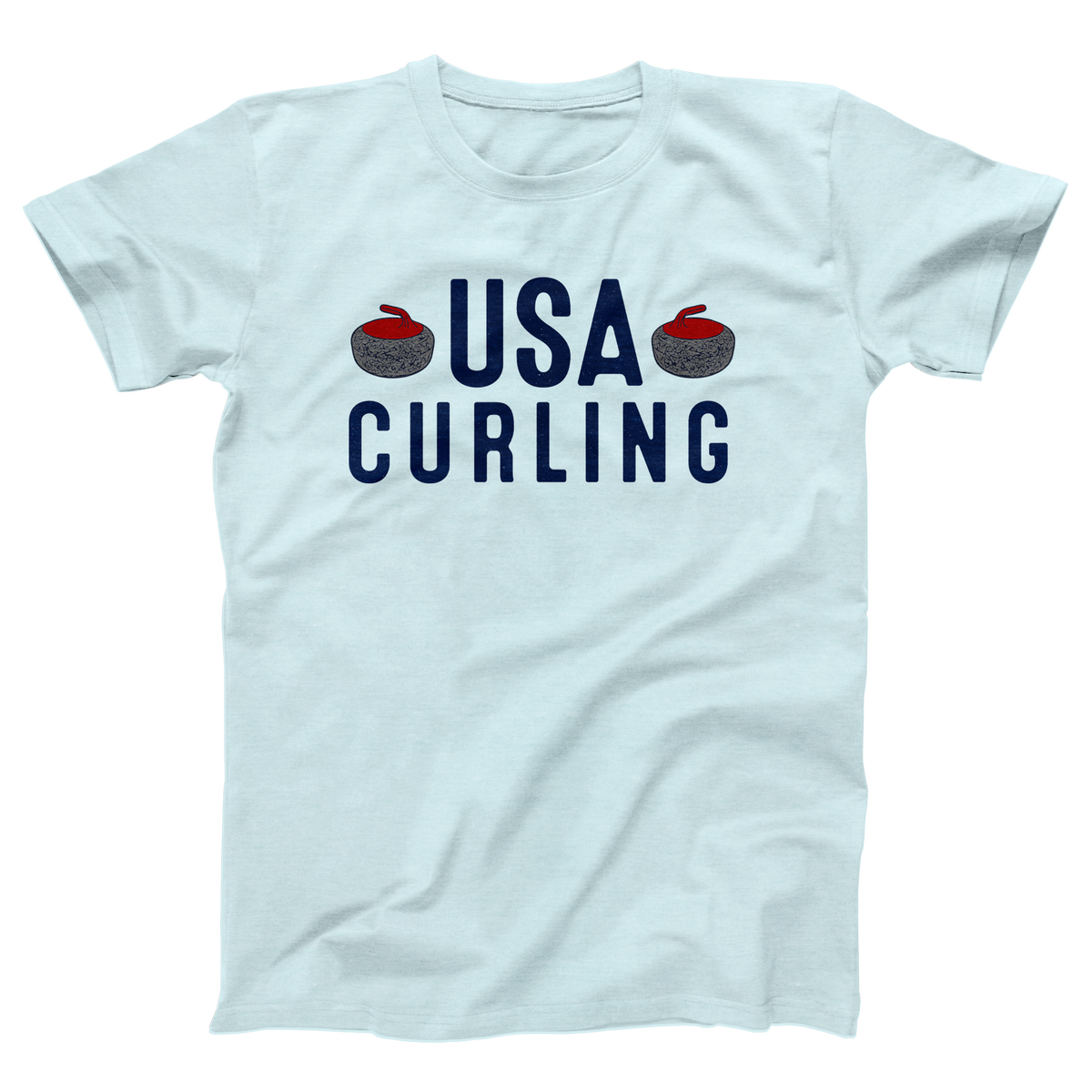 USA Curling T-Shirt - Heather Ice Blue