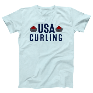 USA Curling T-Shirt - Heather Ice Blue