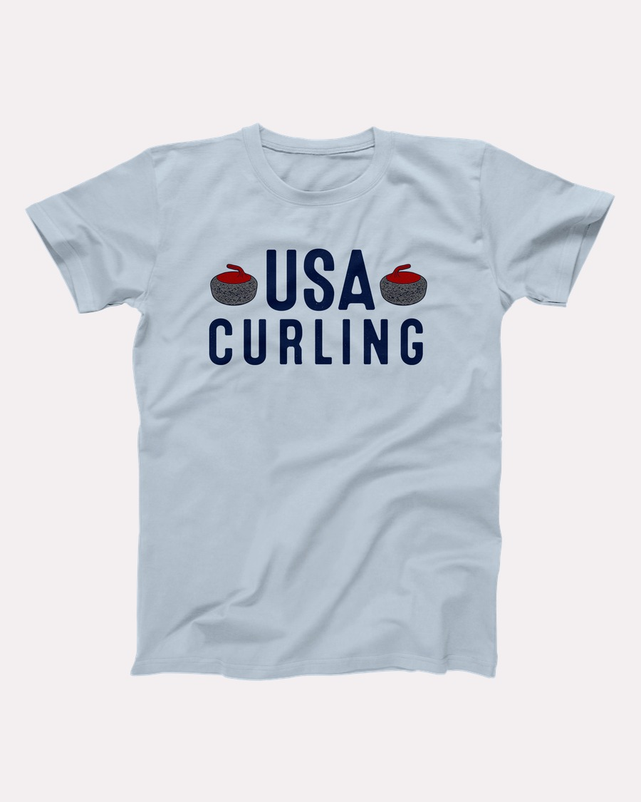 USA Curling T-Shirt - Light Blue