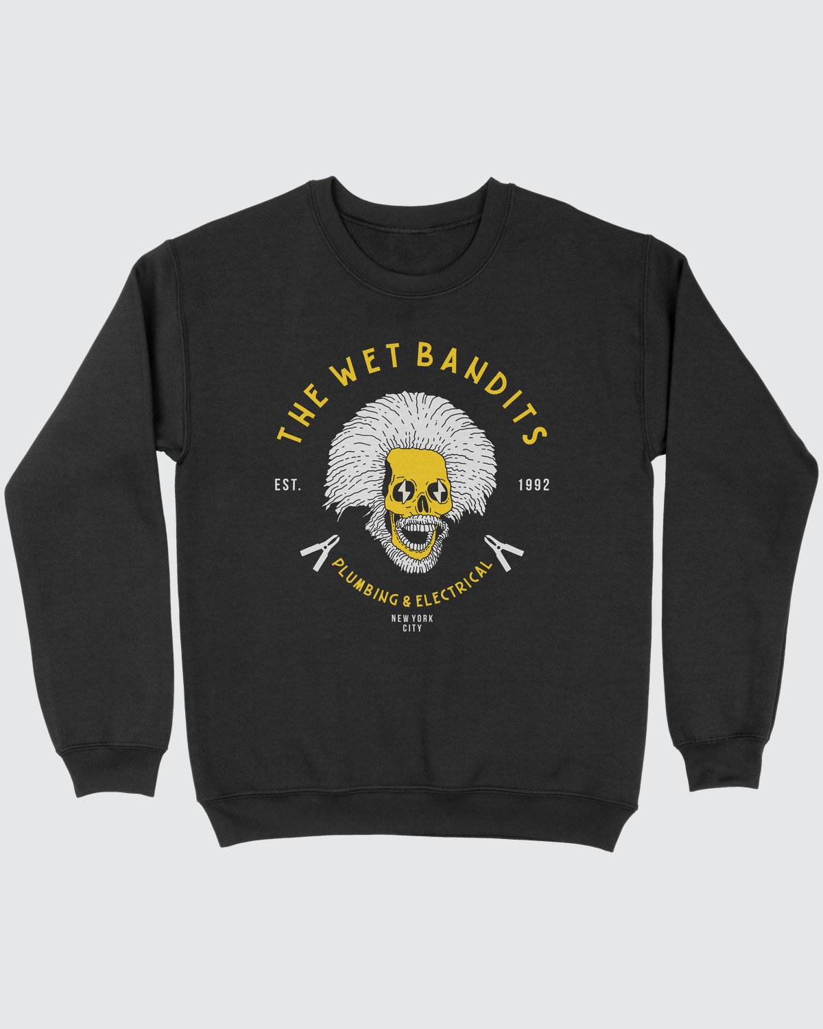 The Wet Bandits Ugly Sweater, flat lay on grey