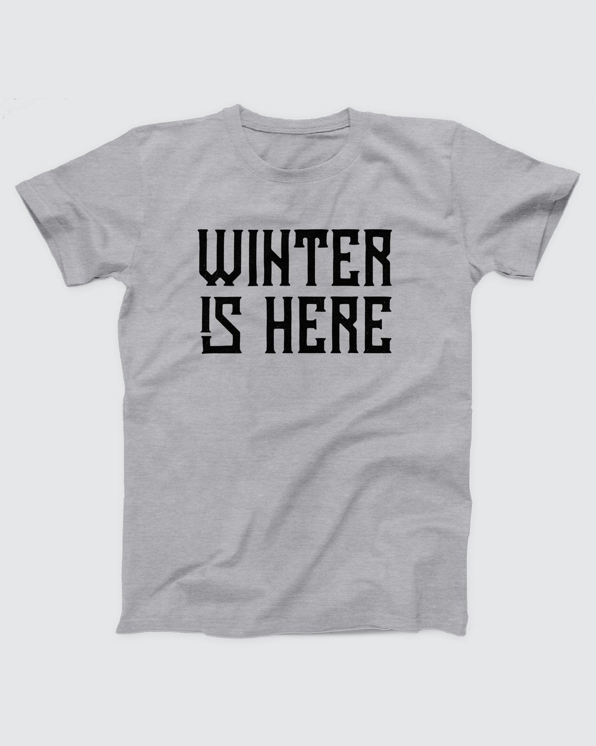 Winter is Here Hoodie, flat lay on grey