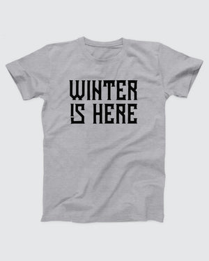 Winter is Here Hoodie, flat lay on grey