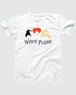 Witch Please T-Shirt, flat lay on grey