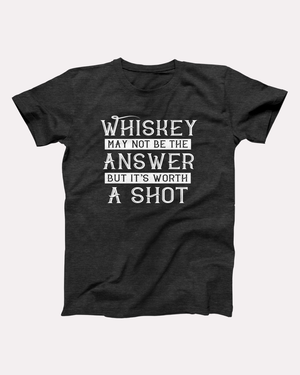 Worth A Shot T-Shirt, flat lay, Dark Grey Heather