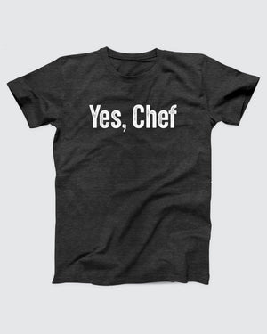 Yes Chef T-Shirt, flat lay on grey