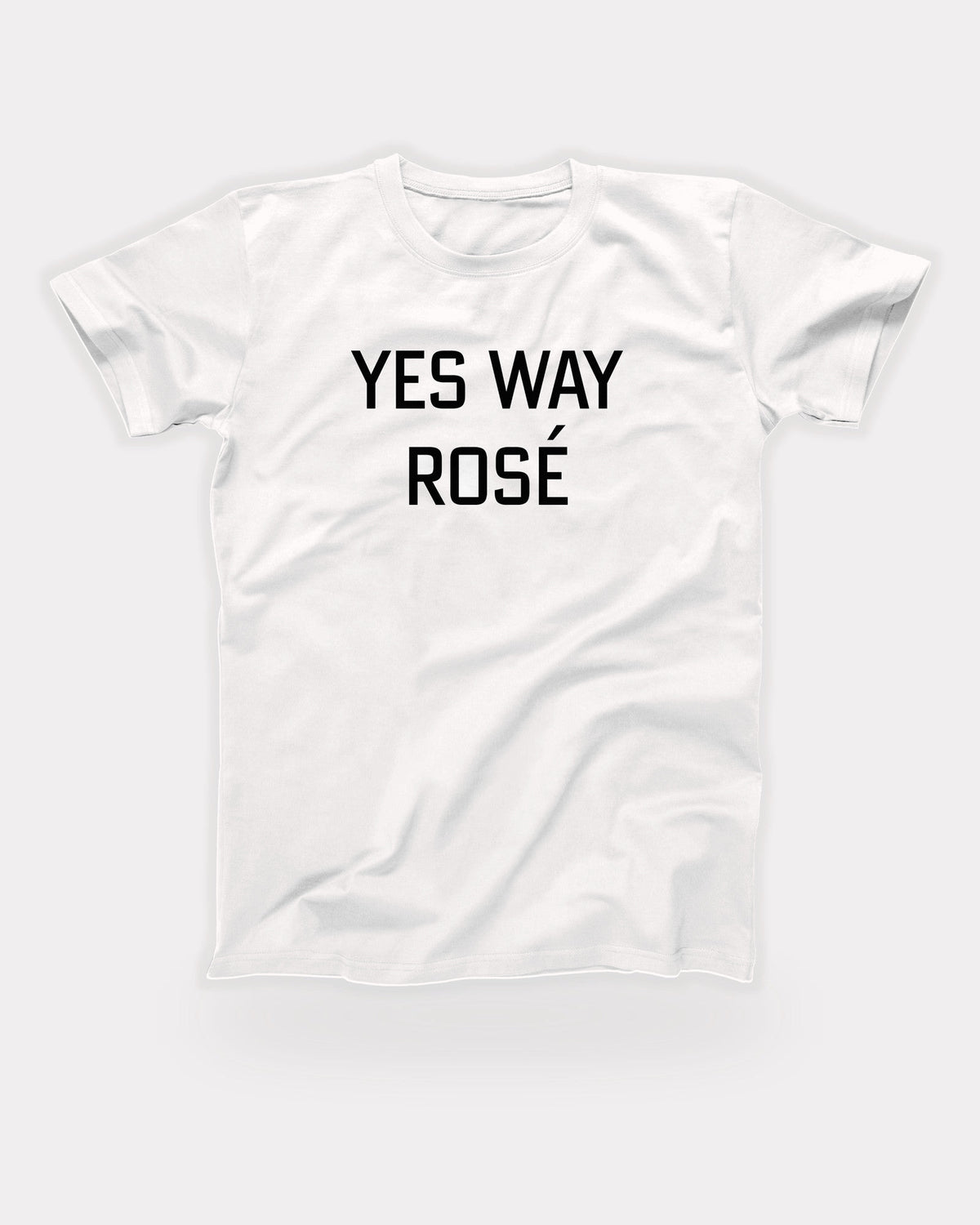 Yes Way Rosé T-Shirt in White, flat lay on grey