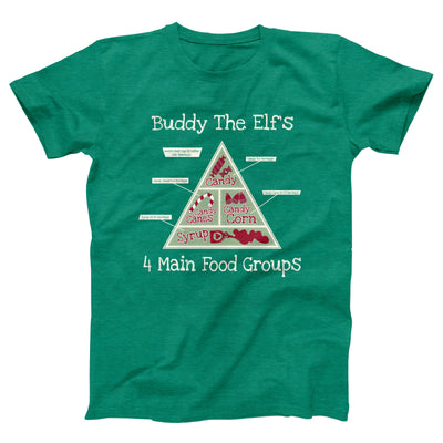 Buddy's 4 Main Food Groups Adult Unisex T-Shirt - Twisted Gorilla